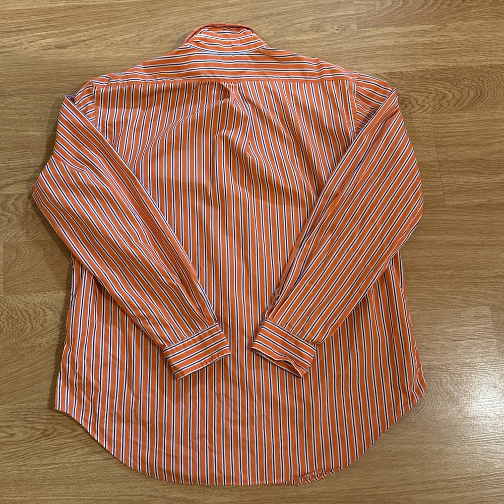 Polo Ralph Lauren Shirt Men's XL Classic Fit Orange / Blue Striped Preppy - Picture 5 of 7